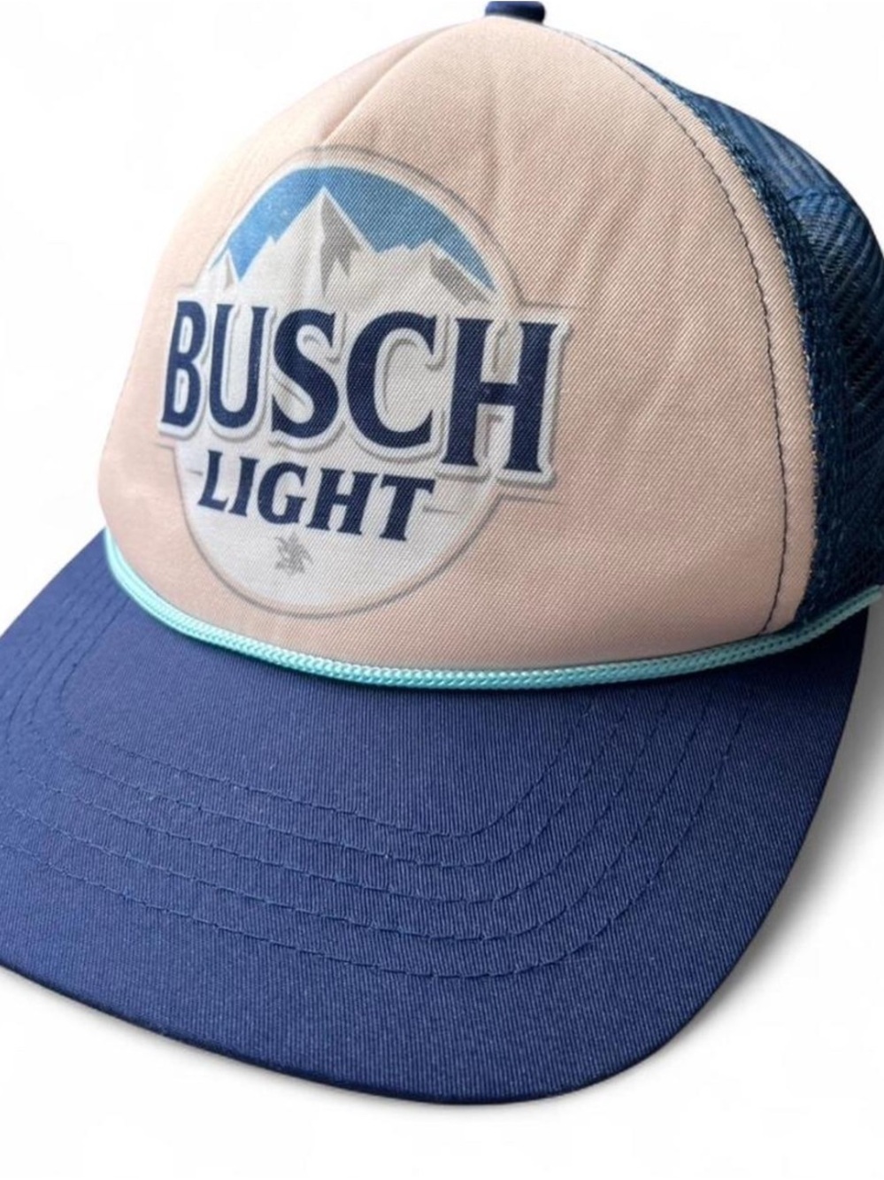 Busch Light Trucker Hat - Navy and Cream